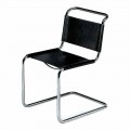 Leather Office Chair with Chromed Steel Structure Made in Italy - Elite