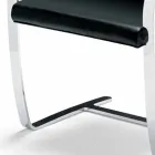 Leather Office Chair with Chrome Steel Structure Made in Italy - Quartz Viadurini