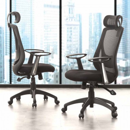 Semi-Directional Office Chair in Black Tecnoete - Gerlanda Viadurini