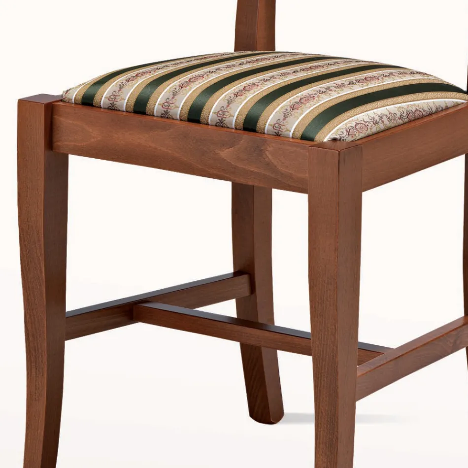 Classic Design Chair in Wood and Seat in Fabric Made in Italy - Dorina Viadurini