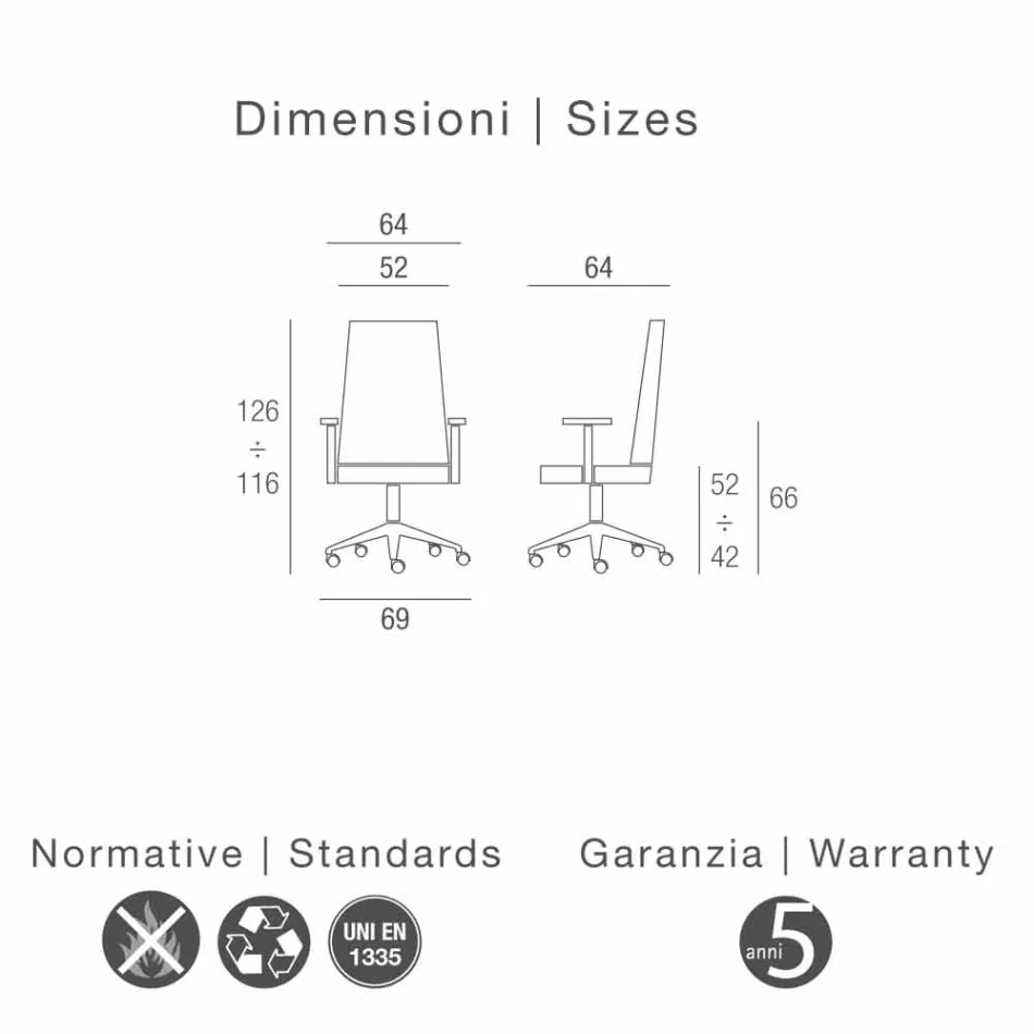 Executive chair from Deborah leather coat office Viadurini