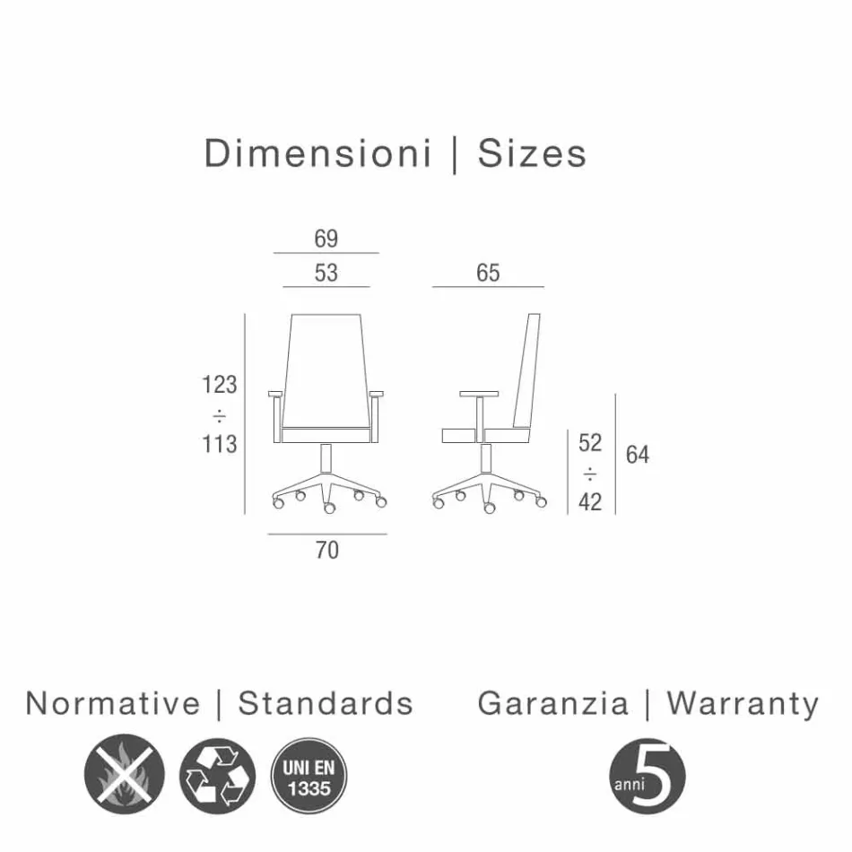 Executive chair in beech leather Ada Angelo Pinaffo & Gorgi Viadurini