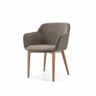 Upholstered Chair Ash Base and Fabric or Leather Seat - Bardella Viadurini