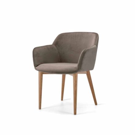 Upholstered Chair Ash Base and Fabric or Leather Seat - Bardella Viadurini