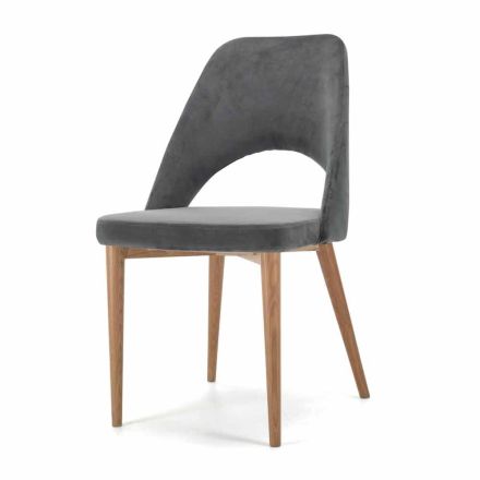 Upholstered Chair with Ash Wood Base Made in Italy - Lorenza Viadurini