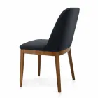 Upholstered Chair with Oak Wood Base Made in Italy - Sebastian Viadurini