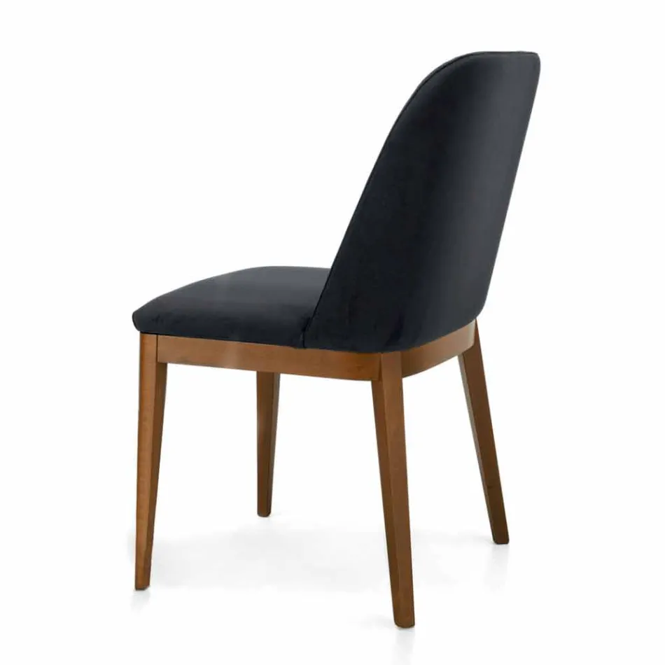 Upholstered Chair with Oak Wood Base Made in Italy - Sebastian Viadurini