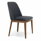 Upholstered Chair with Oak Wood Base Made in Italy - Sebastian Viadurini