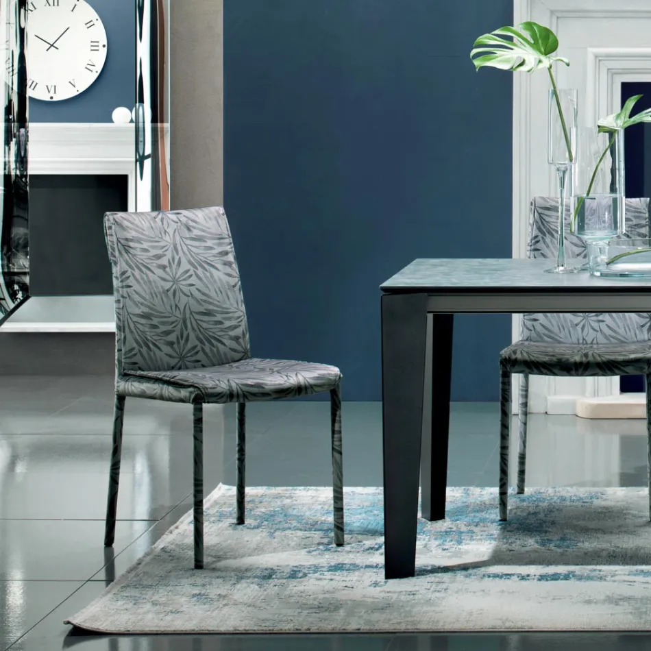 Upholstered and Upholstered Chair in Fabric Made in Italy 4 Pieces - Monnalisa Viadurini