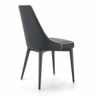Upholstered Steel Chair and Ecoleather Seat with White Edge - Nirvana Viadurini