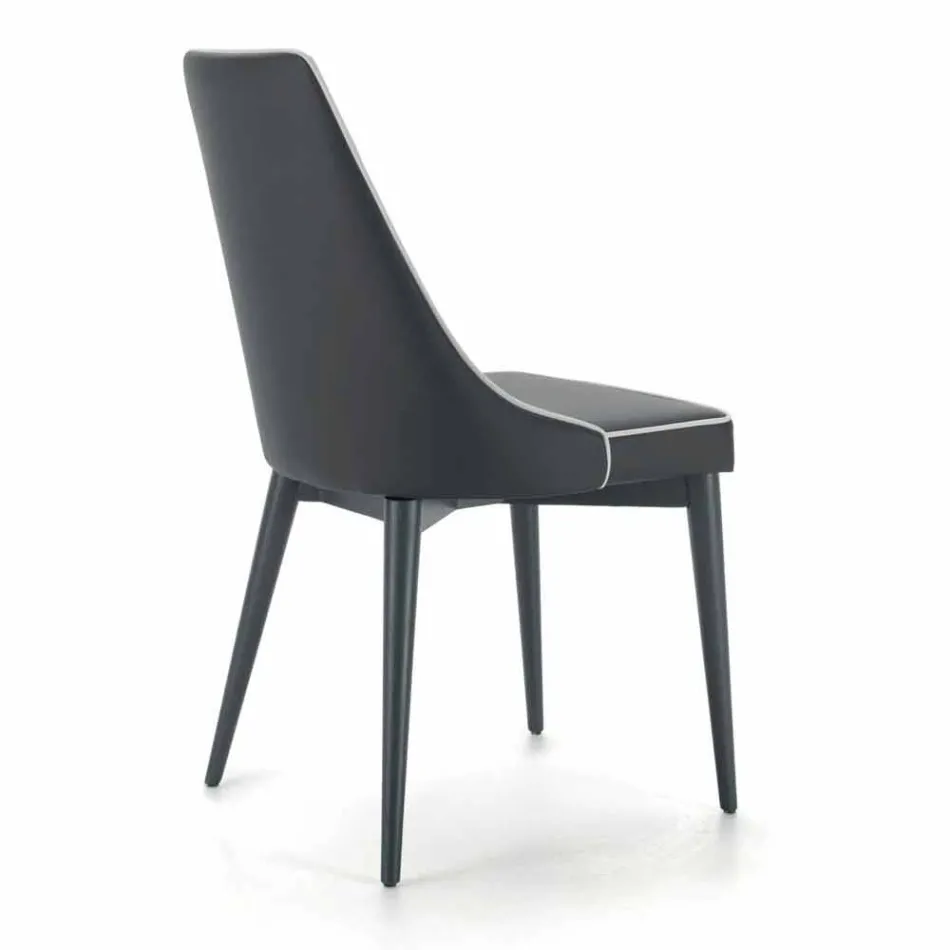 Upholstered Steel Chair and Ecoleather Seat with White Edge - Nirvana Viadurini
