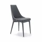 Upholstered Steel Chair and Ecoleather Seat with White Edge - Nirvana Viadurini