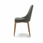 Upholstered Kitchen Chair with Wooden Base Made in Italy - Nirvana Viadurini