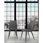 Upholstered Dining Room Chair with Lacquered Steel Base - Grain Viadurini