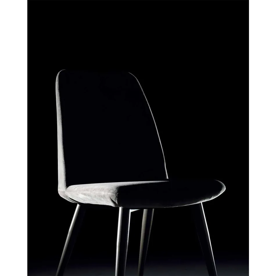 Upholstered Dining Room Chair with Lacquered Steel Base - Grain Viadurini