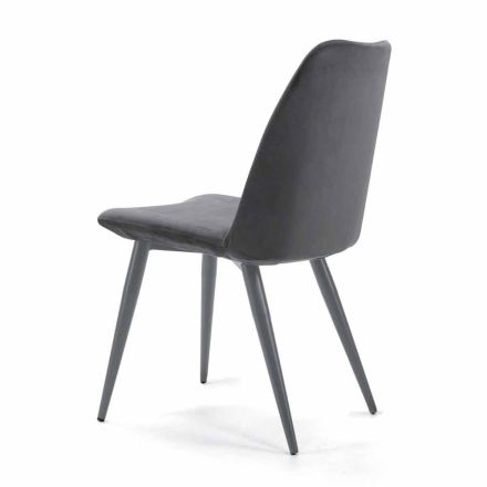 Upholstered Dining Room Chair with Lacquered Steel Base - Grain Viadurini