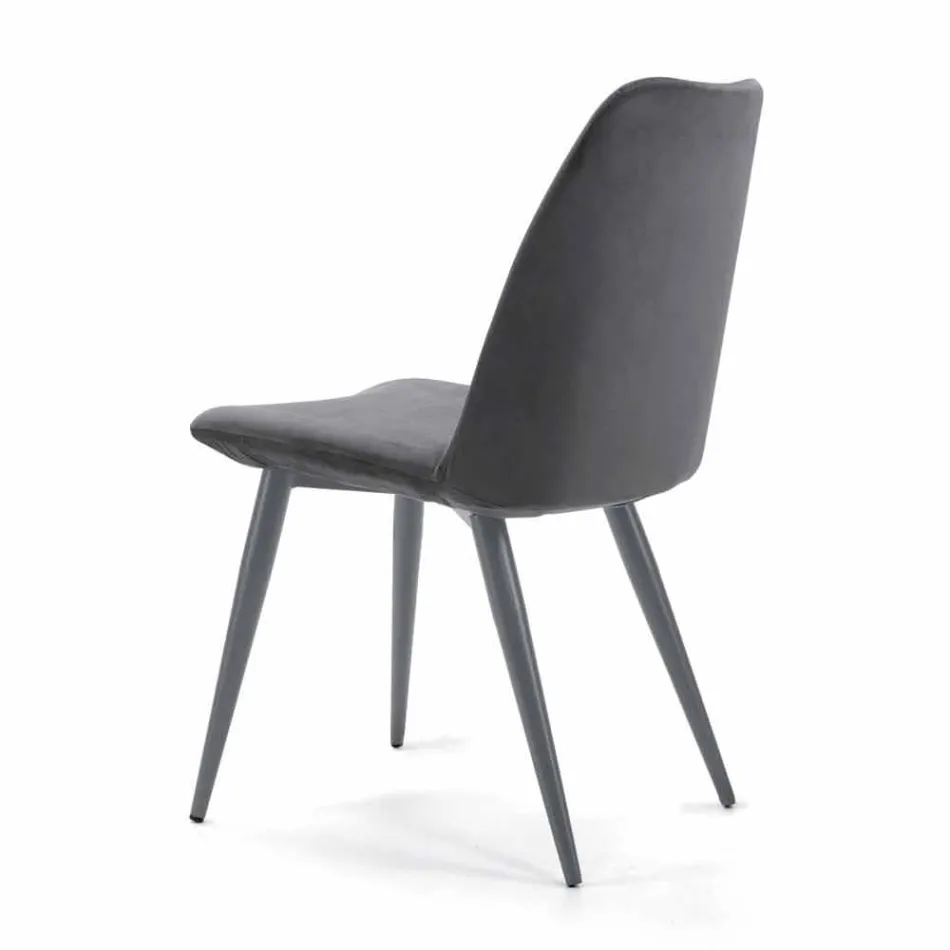 Upholstered Dining Room Chair with Lacquered Steel Base - Grain Viadurini