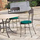 Stackable Outdoor Iron Chair with Cushion Made in Italy 2 Pieces - Allegra Viadurini