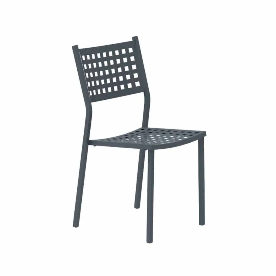 Stackable Outdoor Chair in Painted Metal Made in Italy, 8 Pieces - Lina Viadurini