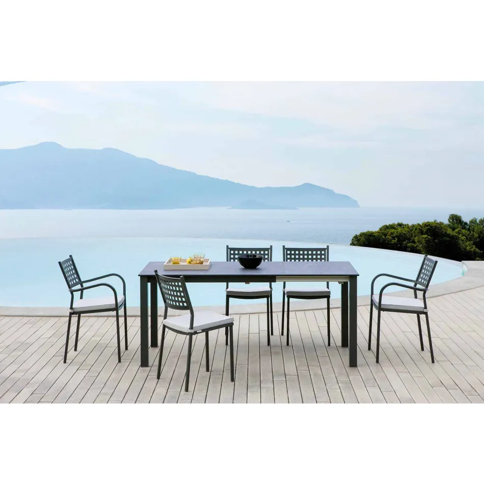 Stackable Outdoor Chair in Painted Metal Made in Italy, 8 Pieces - Lina Viadurini