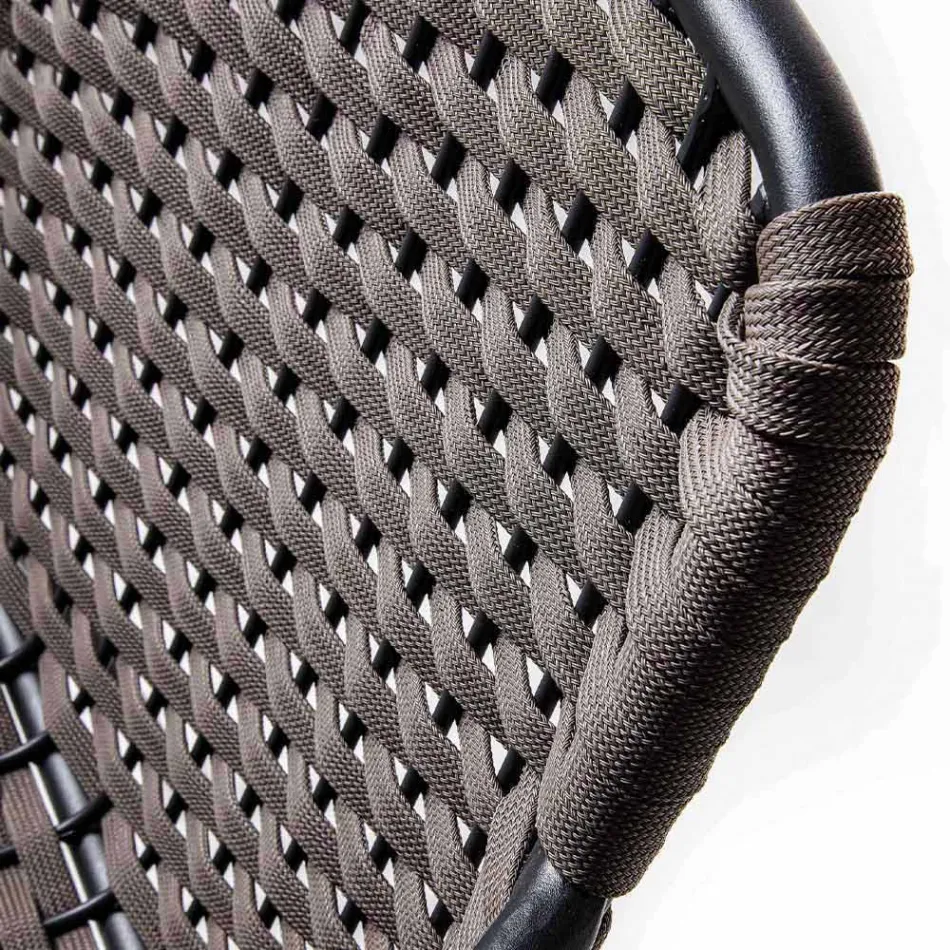 Stackable Garden Chair with Metal Armrests and Rope, 4 Pieces - Cabaret Viadurini