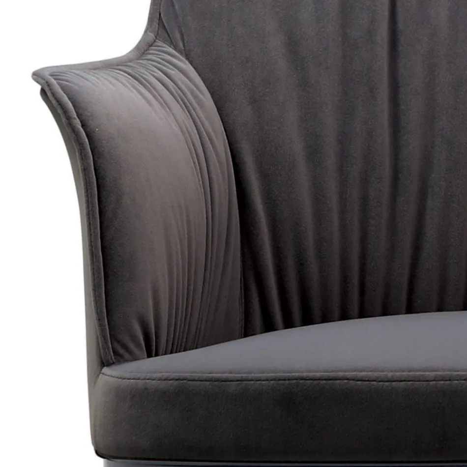 Steel Chair with Seat Covered in Velvet Made in Italy - Arisa Viadurini