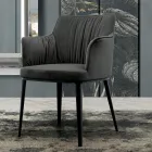 Steel Chair with Seat Covered in Velvet Made in Italy - Arisa Viadurini