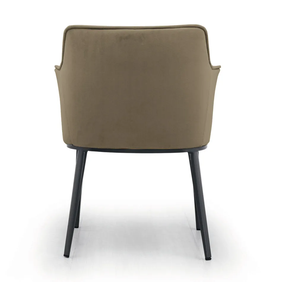 Steel Chair with Seat Covered in Velvet Made in Italy - Arisa Viadurini