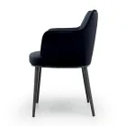 Steel Chair with Seat Covered in Velvet Made in Italy - Arisa Viadurini