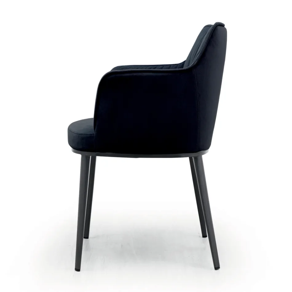 Steel Chair with Seat Covered in Velvet Made in Italy - Arisa Viadurini