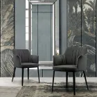 Steel Chair with Seat Covered in Velvet Made in Italy - Arisa Viadurini