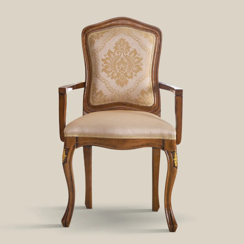 Classic Wooden Chair with Luxury Upholstered Fabric Made in Italy - Majesty Viadurini