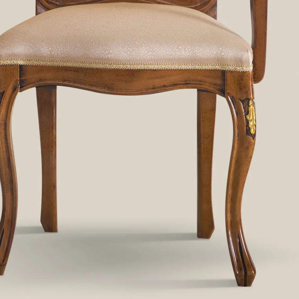 Classic Wooden Chair with Luxury Upholstered Fabric Made in Italy - Majesty Viadurini