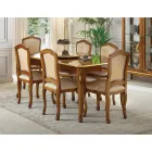 Classic Wooden Chair with Luxury Upholstered Fabric Made in Italy - Majesty Viadurini