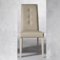 Wooden Chair and Eco-leather Seat with Italian Design Buttons - Mircea