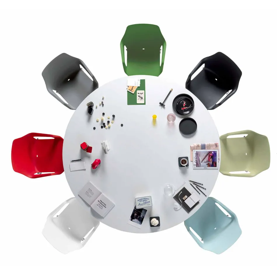 Stackable Metal and Polypropylene Chair Made in Italy, 4 Pieces - Caramel Viadurini