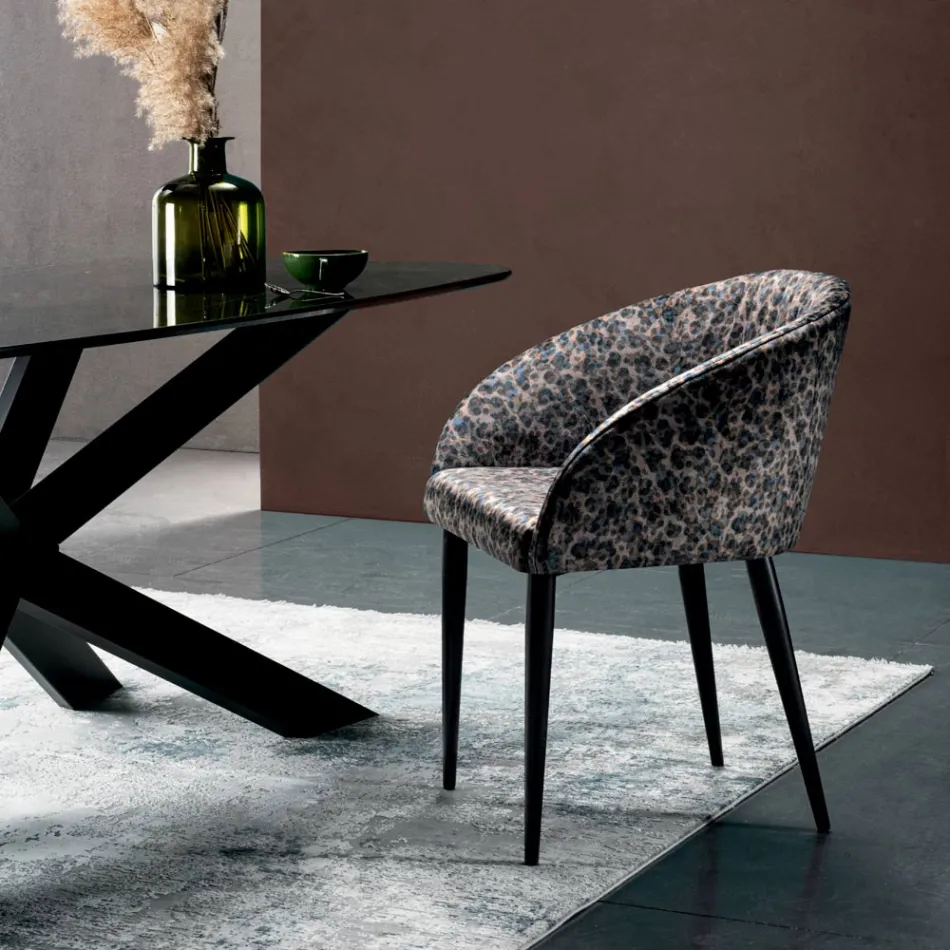 Fabric Chair with Steel Structure Made in Italy 4 Pieces - Tagata Viadurini