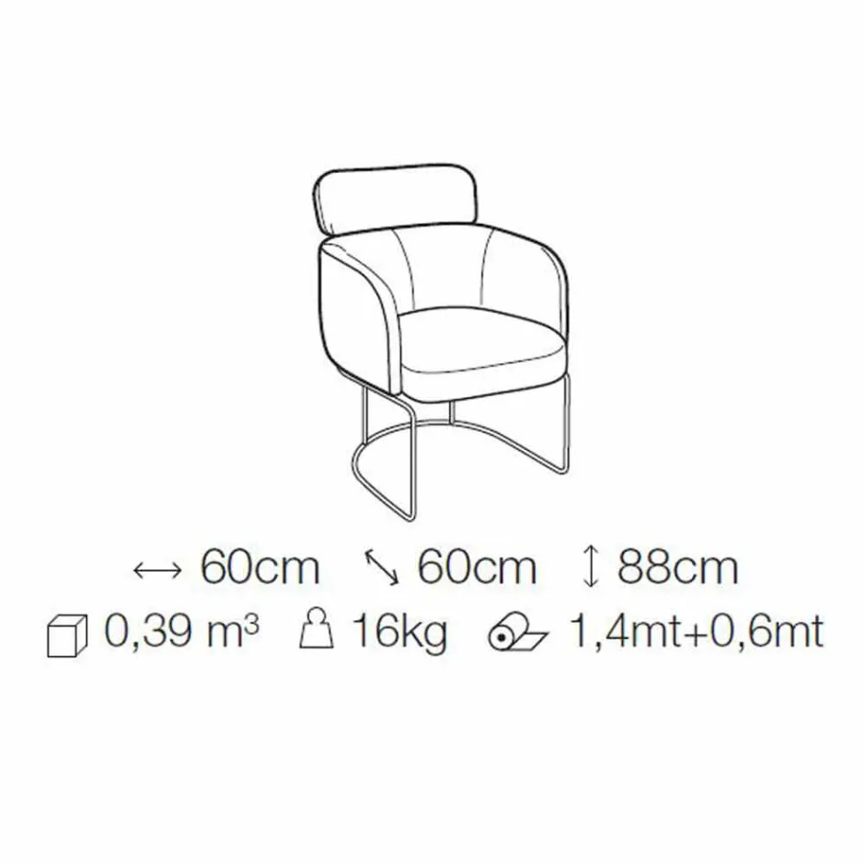 Fabric Chair with Luxury Black Metal Structure Made in Italy - Cocoa Viadurini