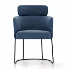 Fabric Chair with Luxury Black Metal Structure Made in Italy - Cocoa Viadurini