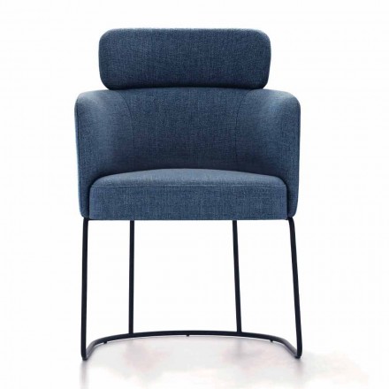 Fabric Chair with Luxury Black Metal Structure Made in Italy - Cocoa Viadurini