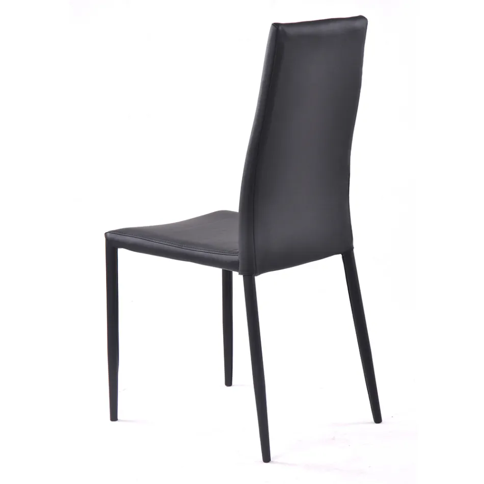 4-Piece Synthetic Leather Stackable Dining Room Chair - Siberia Viadurini
