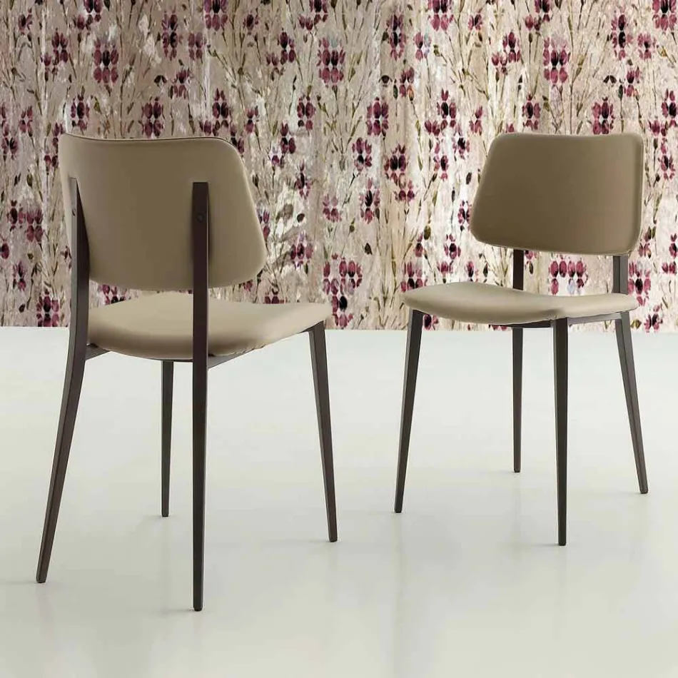 Dining Room Chair in Ecoleather and Metal Made in Italy, 2 Pieces - Selenium Viadurini