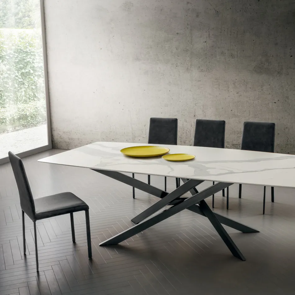 Faux Leather Dining Chair Made in Italy, 2 Pieces - Mawi Viadurini