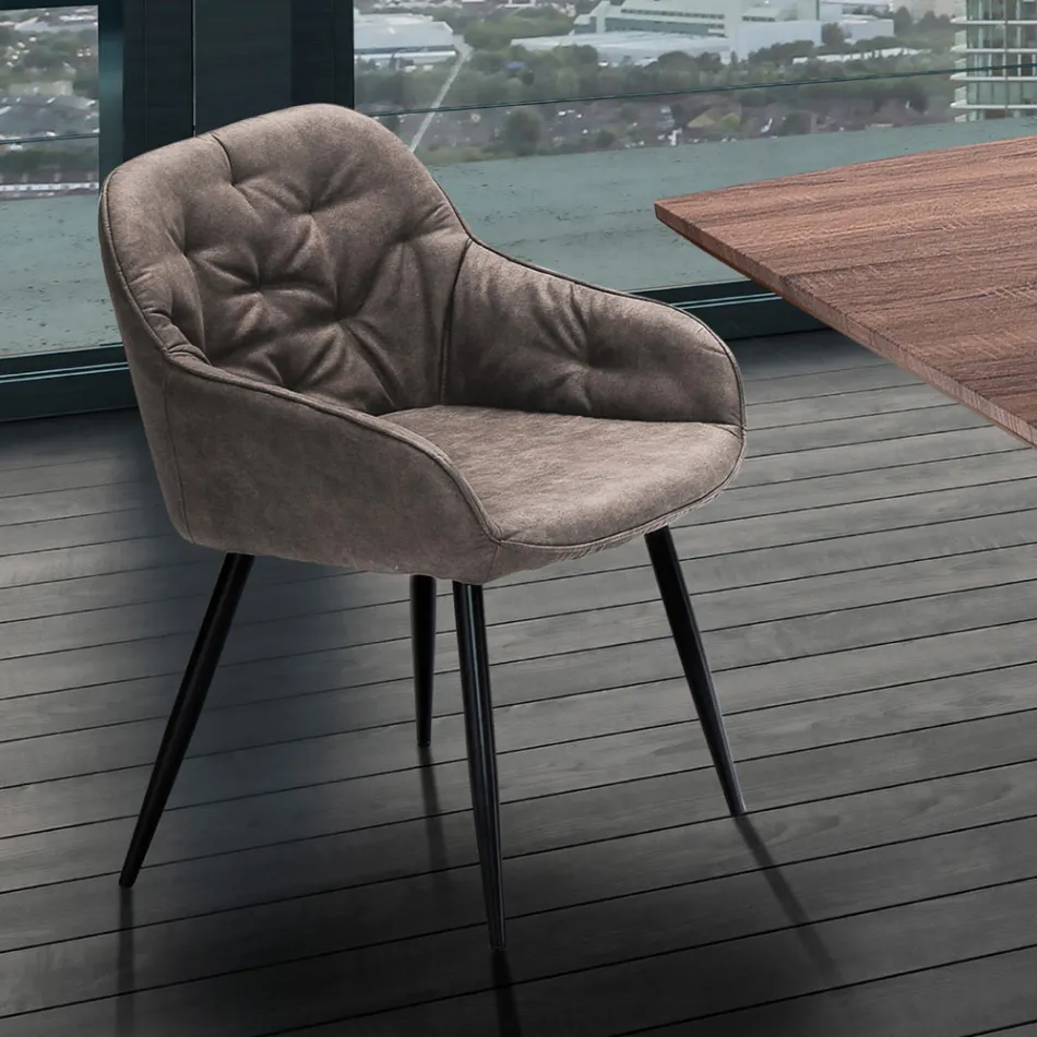 Dining Room Chair in Aged Effect Leather 2 Pieces - Garbina Viadurini