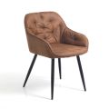 Dining Room Chair in Aged Effect Leather 2 Pieces - Garbina