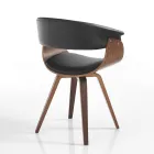 Dining Room Chair in Synthetic Leather and Plywood - Nubea Viadurini