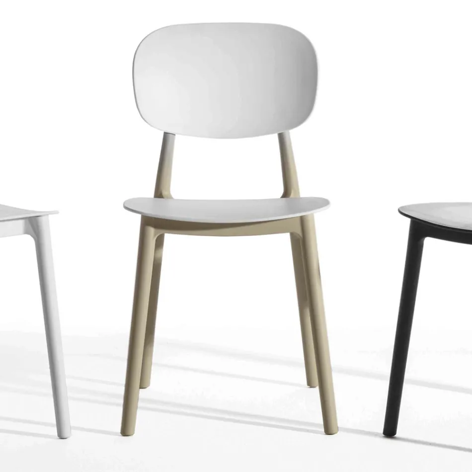 Stackable Polypropylene Dining Room Chair, 4 Pieces - Zagreb Viadurini