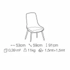 Fabric Dining Room Chair with Wooden Base Made in Italy - Coconut Viadurini