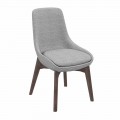 Fabric Dining Room Chair with Wooden Base Made in Italy - Coconut