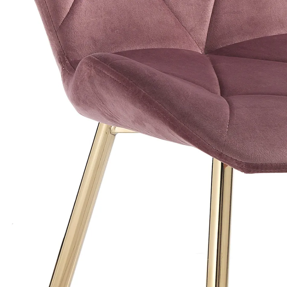 Dining Room Chair in Fabric and Golden Metal 4 Pieces - Smeralda Viadurini